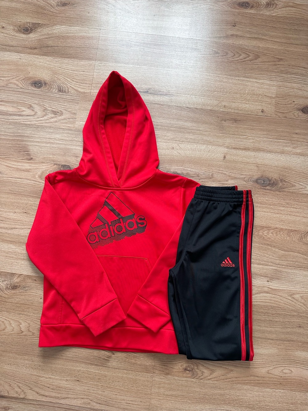 adidas Kids Red Hoodie and Black Joggers Set Size 5
